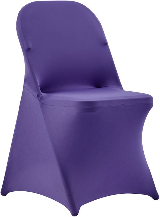 50 Pièces Housses de Chaise Violettes, Housses en Polyester Spandex, Housses Extensibles pour Mariages, Fêtes, Repas et Banquets, Adaptées aux Chaises Jusqu'à 17.72 x 18.11 x 30.31 Pouces