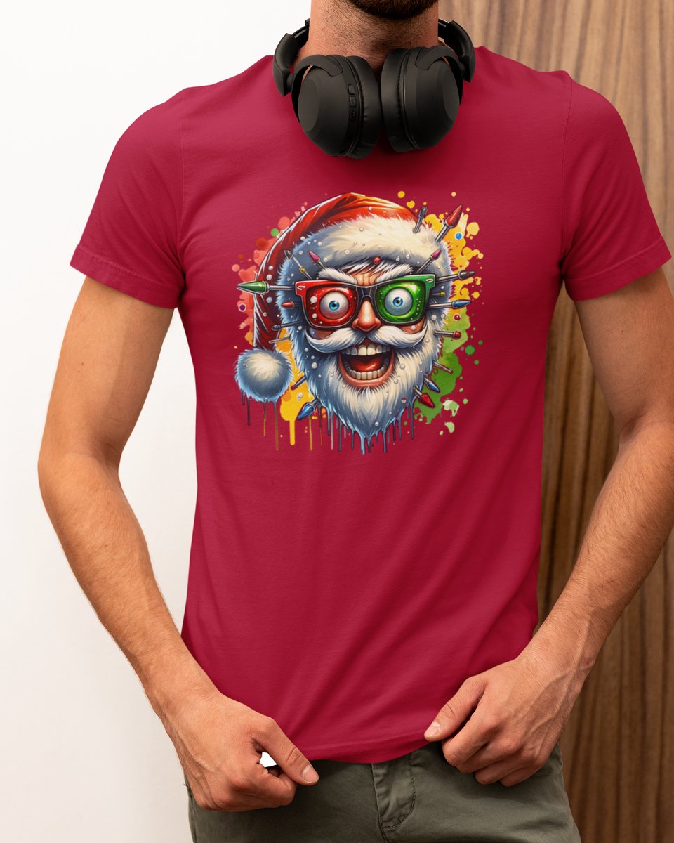 Electric Santa - Kerst T-shirt Rood - Grappig T-shirt - Maat L - Kerst Cadeau Mannen - Limited Edition