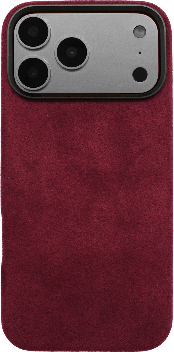 iPhone 17 – Alcantara Case + MagSafe Wallet + Gratis Screenprotector | Ruby Red | iPhone 17 Pro Max