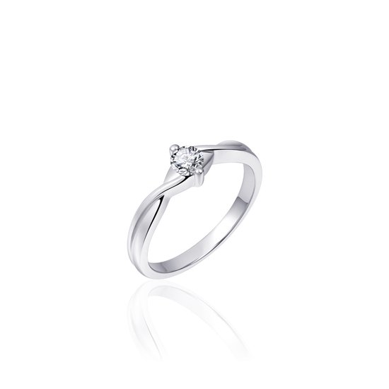 Jewels Inc. Bague - Zircone Blanche - Argent Massif Rhodié - Taille 62