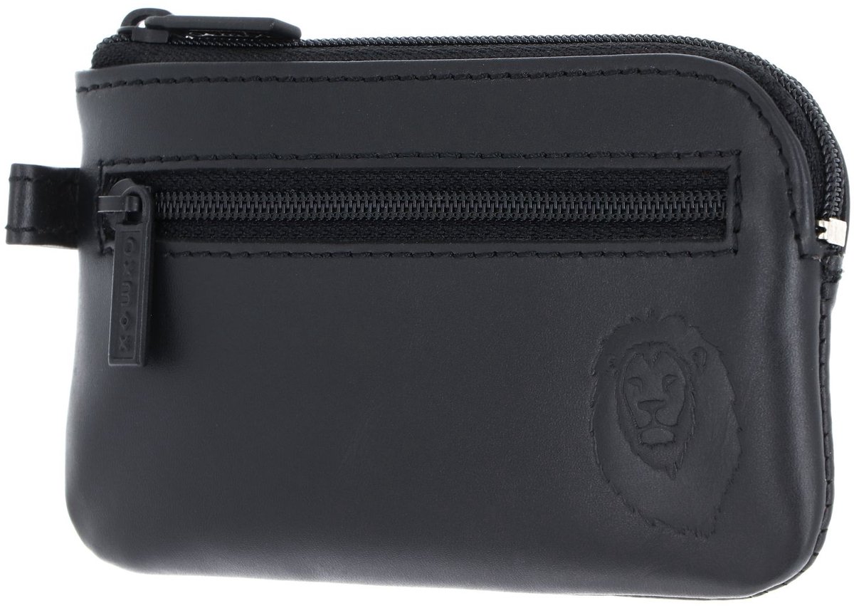 oxmox Leren sleutelgeval Leather Keyholder Freedom Lion Embossed Black zwart