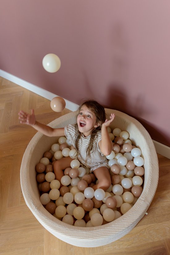 Babiem® Milou – Piscine à balles – Incl. 200 Balles – Piscine à balles – Balles pour piscine à balles – Piscine à balles Bébé – 90 cm de diamètre – Jouets 1 an – 1 à 5 ans – Beige