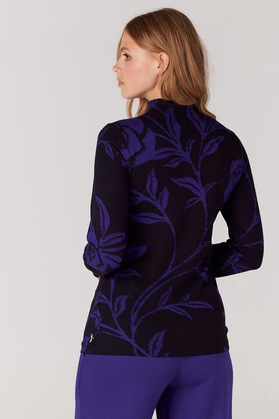 Jansen Amsterdam Vbf101 Haut imprimé en jersey avec rides au col roulé T-shirts & T-shirts Femme - Chemise - Violet - Taille M