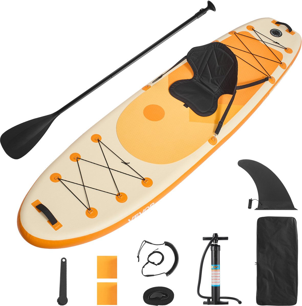 VEVOR Opblaasbaar Stand Up Paddle Board (323 x 83,8 x 15,2 cm) Paddleboard met één zitplaats, complete set inclusief pomp, peddel, vin, rugzak, enkelband, riem, voor tieners en volwassenen – foto 5