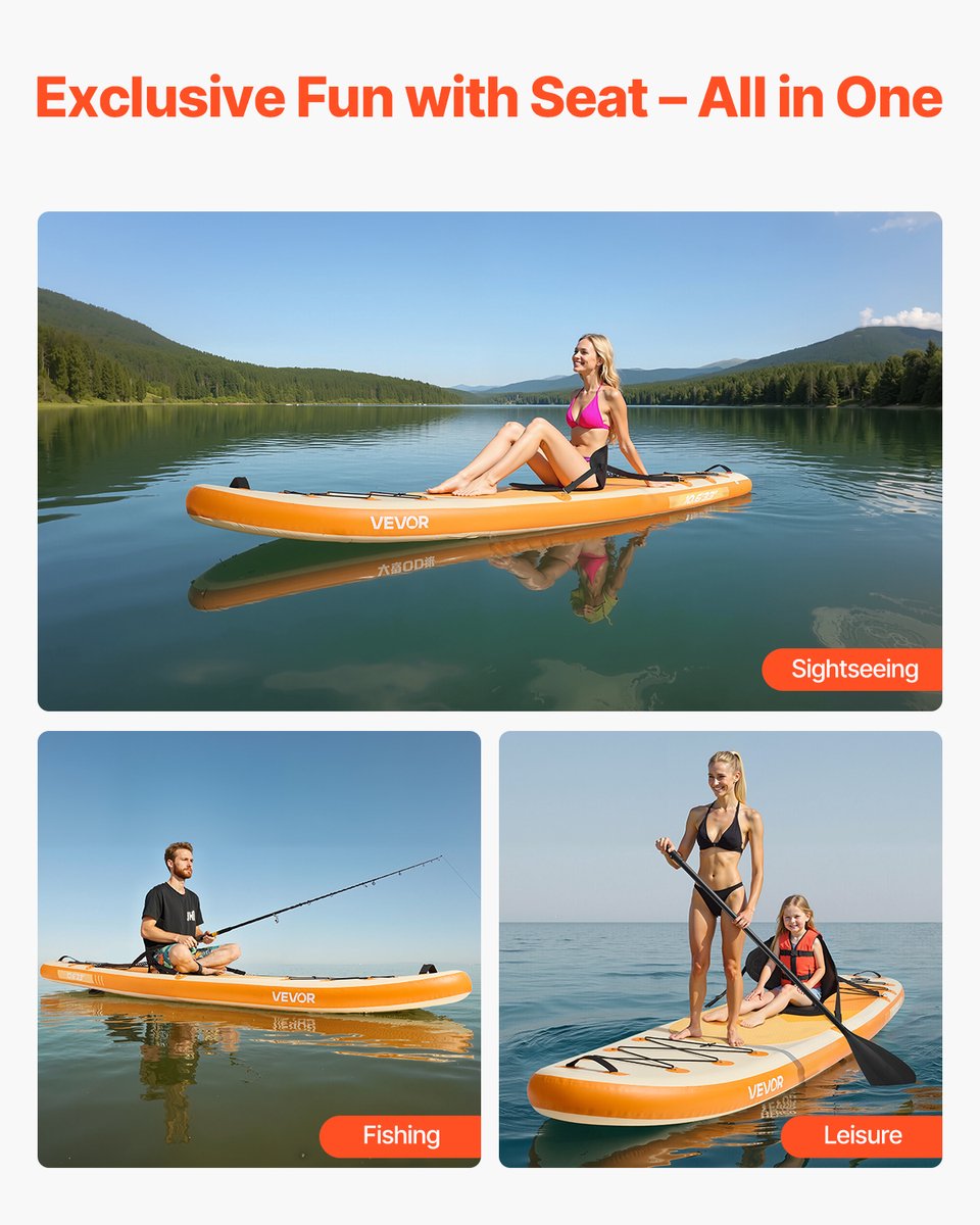 VEVOR Opblaasbaar Stand Up Paddle Board (323 x 83,8 x 15,2 cm) Paddleboard met één zitplaats, complete set inclusief pomp, peddel, vin, rugzak, enkelband, riem, voor tieners en volwassenen – foto 7