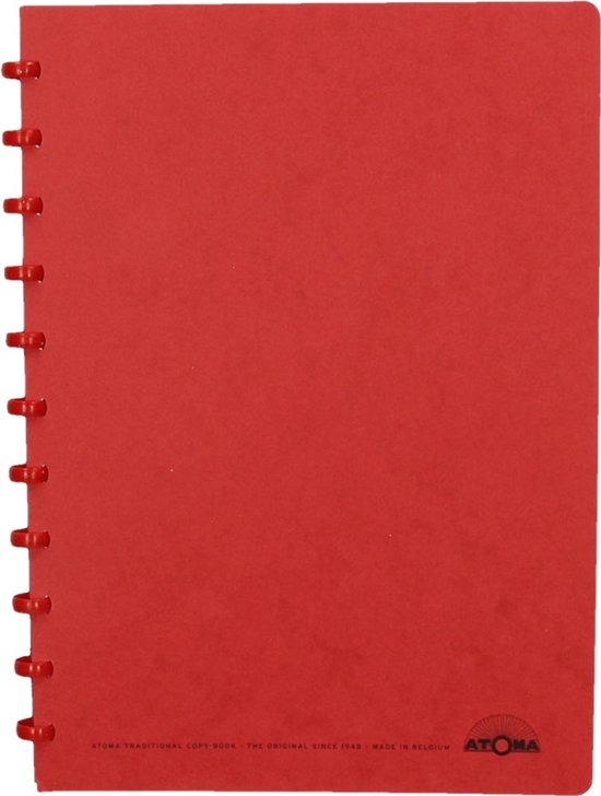 Carnet rouge Atoma, A4, ligné, 144 pages, spirales. Atoma Traditional Copy Book. Made in Belgium.