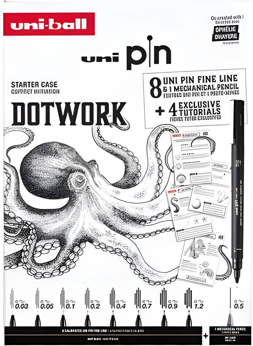 Uni-ball pin beginnerskoffer dotwork