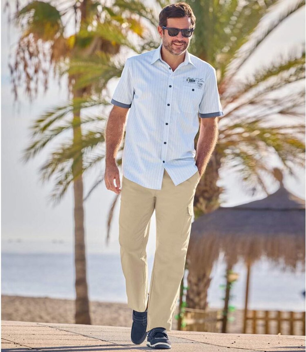 ATLAS FOR MEN - Beige cargobroek voor optimale ontspanning - Heren - Verkrijgbaar in grote maten - XL