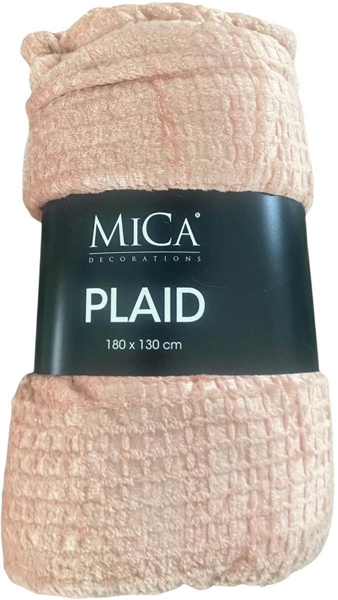 Mica Plaid Joanne Perzik 180x130 cm – Woonplaid – Zachte Plaid voor Bank en Bed – Decoratieve Deken
