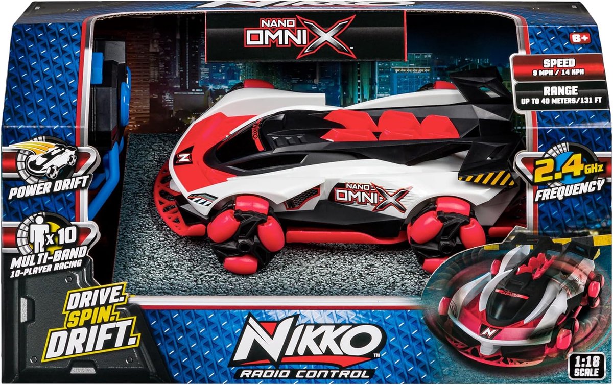 Nikko RC Auto Nano Omni X Galactic Rood Bestuurbare Auto - 14km/h - Spint 360 Graden & Coole Stunts - vanaf 6 Jaar- 20 cm — afbeelding 4