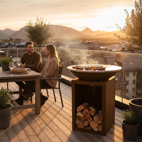 ASH - Solaris - Cortenstaal - XXL - Plancha barbecue met grillring - Buitenkoken - Plancha BBQ - Plancha Bakken - Roest - Grillring van ASH — afbeelding 5