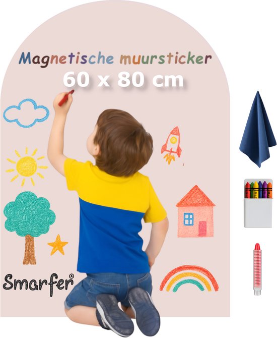 Smarfer - Sticker mural magnétique - Tableau magnétique - 60 x 80 cm - Rose clair - arche murale - sticker magnétique - tableau magnétique - papier peint - stickers muraux magnétiques chambre enfant