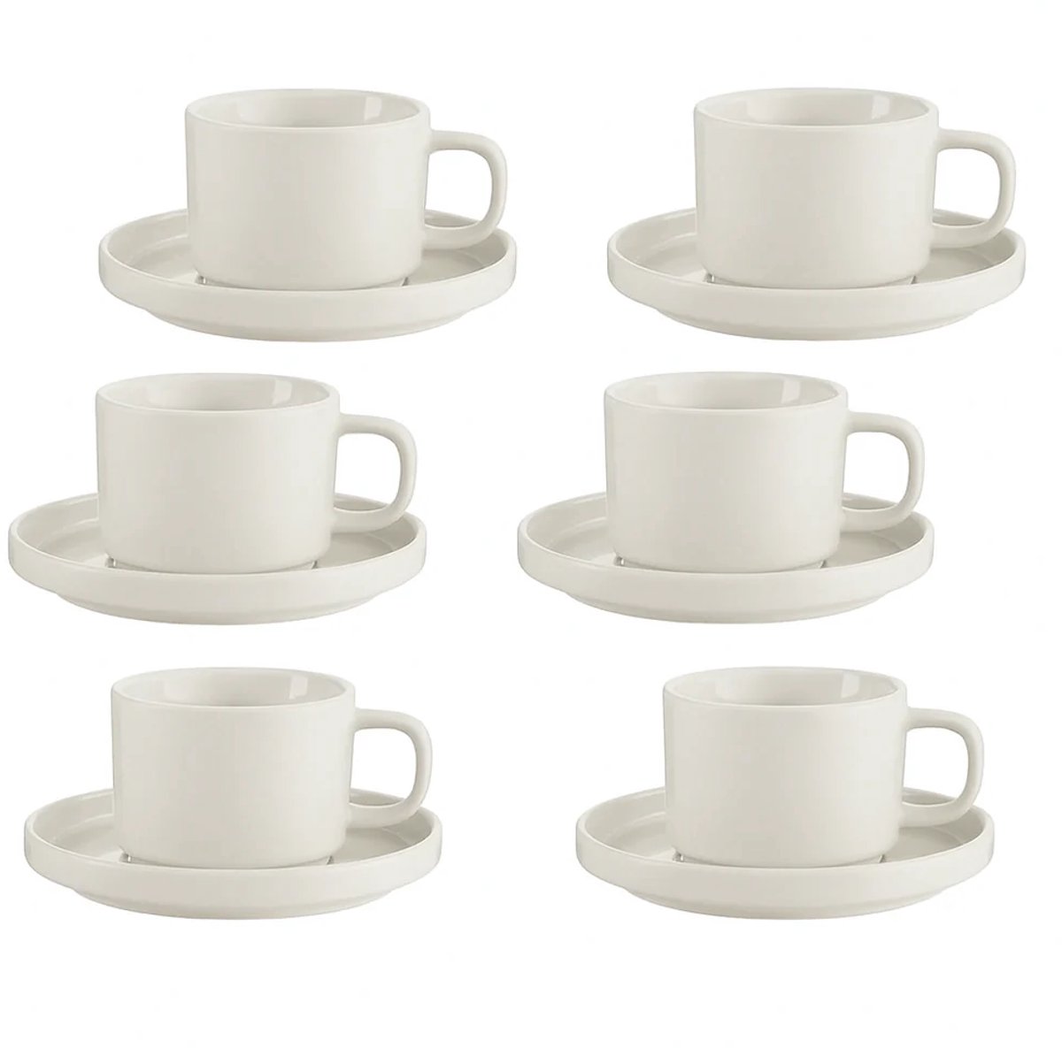Mondo - Koffieset - 12-delig - Wit - 220ml - Porselein - Koffiekopjes