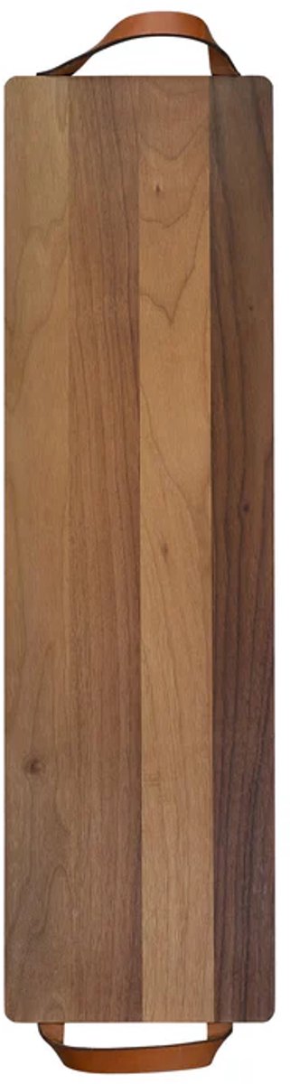 Walnoten Serveersnijplank met Leren Handvat – 69×19 cm – Luxe Borrelplank FSC®