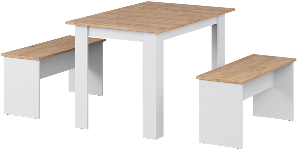Vicco Sentio Hoekbankenset – 112 x 73.6 cm met 2 banken Eik wit/goud Wit/Goudkleurig Eiken