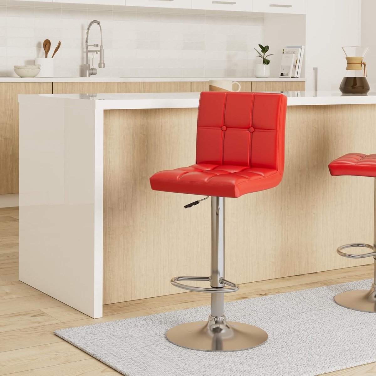 Set van 2 Design Barkrukken met Rugleuning - verstelbaar 38x40x112 cm – 360° - Medahomestore