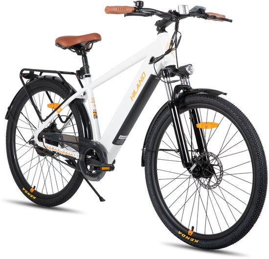 Hiland 26 Inch Elektrische Mountainbike (E-MTB) - 250W Motor - 36V 7.8Ah Batterij - All-Terrain - Voorvork Vering - Wit - Geschikt voor buitenactiviteiten in de lente