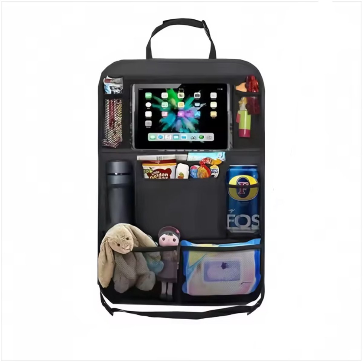 Autostoel Organizer - Autostoel opberger - Zwart - 2 stuks - 60/40CM - Met tablethouder - Bekerhouder - Handige opberger voor in de auto - CHPN