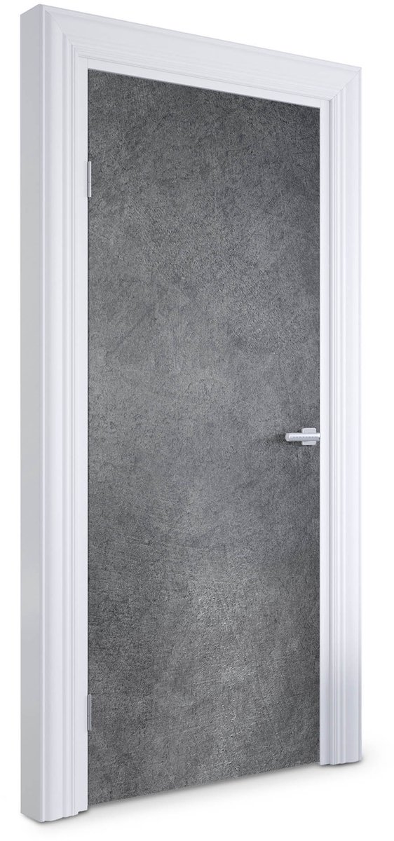 Wallfluent Deursticker - Grijze betontextuur Deur Sticker - 85 x 205 cm - Grijs Deurfolie - Moderne Deur Sticker - Imitatietextuur Deur plakfolie - Deursticker voor de Slaapkamer - Deurposter