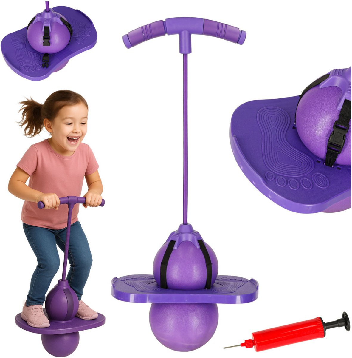 Playos® - Pogo Ball - Paars - 91 cm - tot 100 kg - Antislip - Pogo Stick - Buitenspelen - Springstok - Buiten Speelgoed - Sinterklaas - Springbal