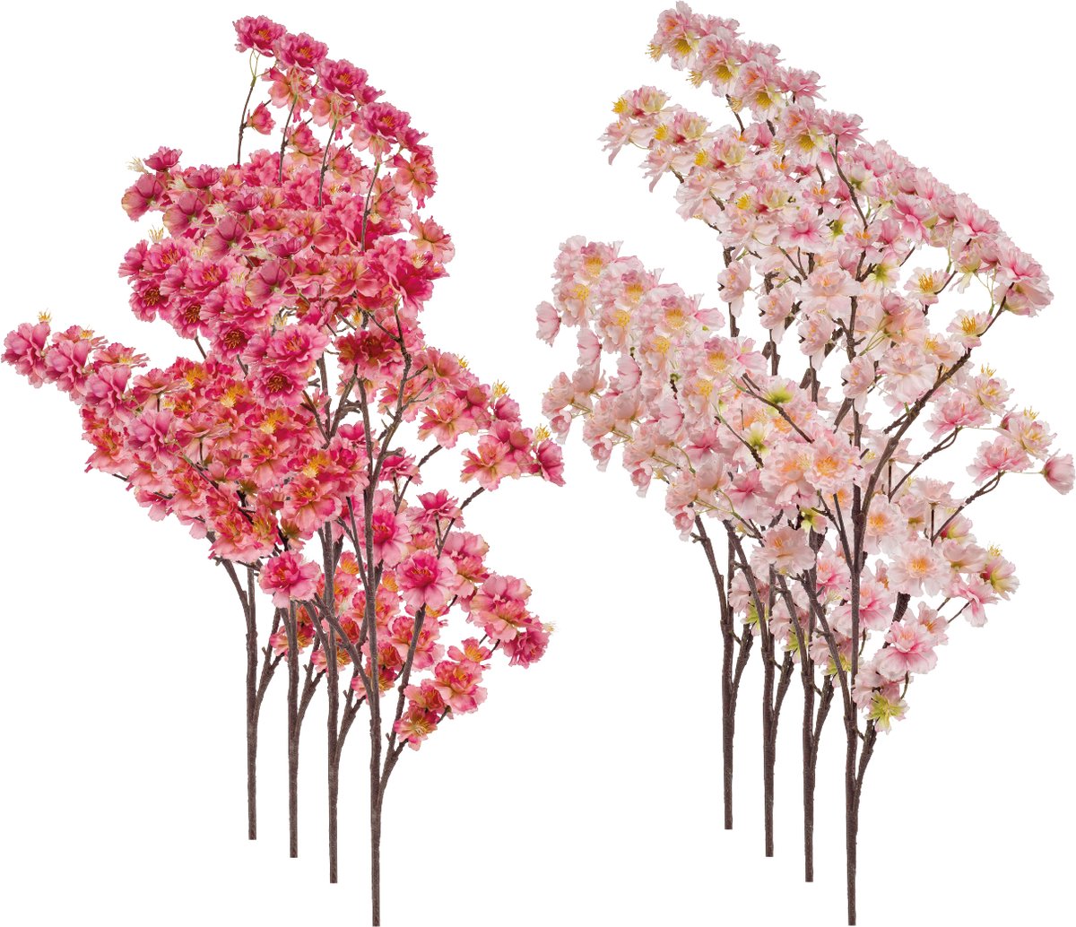 Emerald - Kunstbloem Kersenbloesem Roze 120cm - Set van 8 - Kunstplant voor binnen