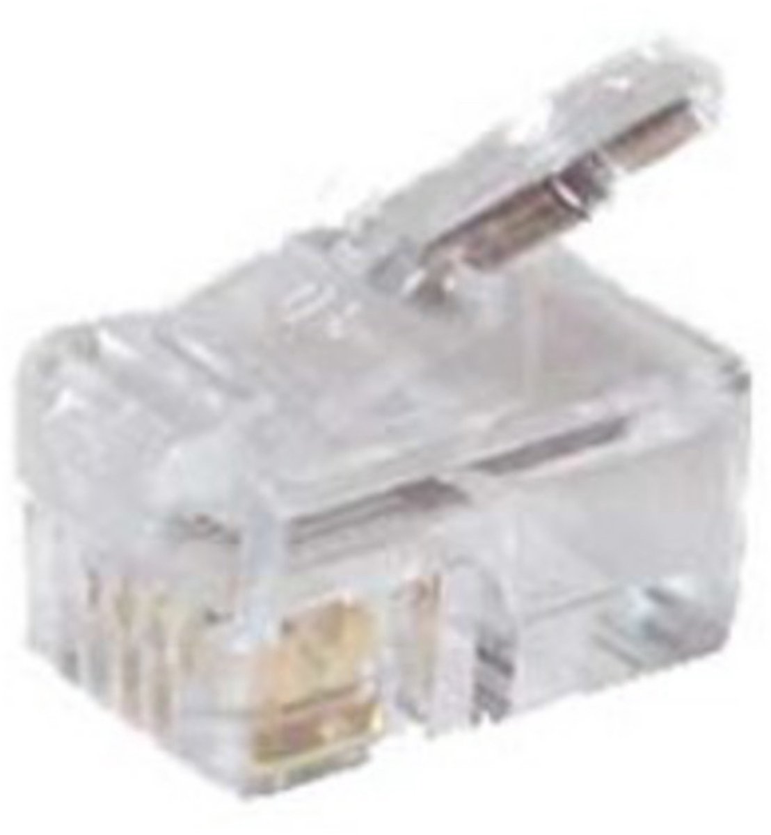 RJ10 krimp connector (4P4C) voor ronde telefoonkabel - per stuk / transparant