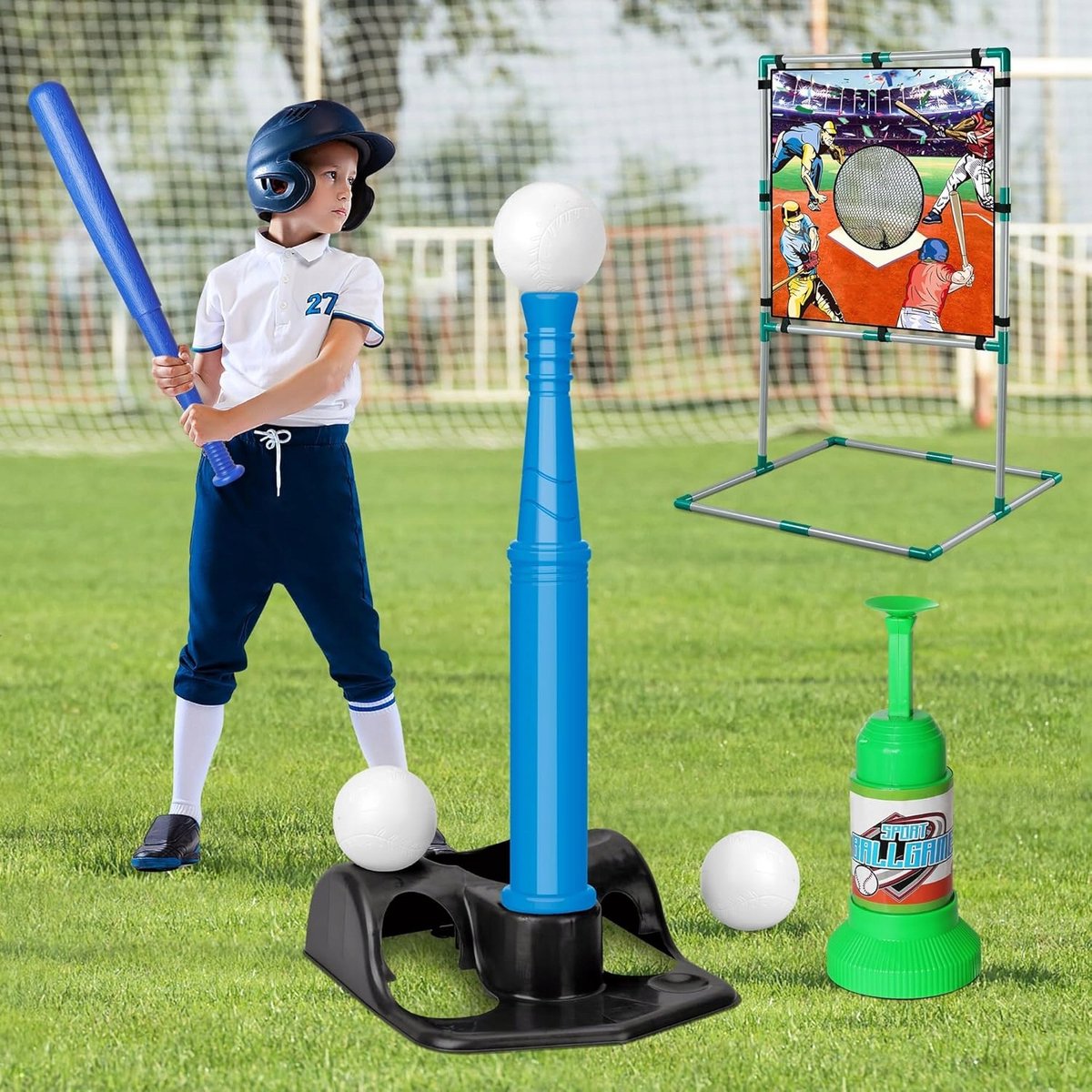 Baseball Trainingsset voor Kinderen: Knuppel, Bal, Werper & Schild