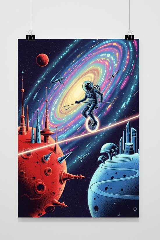 Ruimte Poster - Sci-Fi Posters - Retro - Galaxy - Astronaut - Wanddecoratie Tienerkamer - 180 gram papier - S6836 - Formaat 50 x 70cm