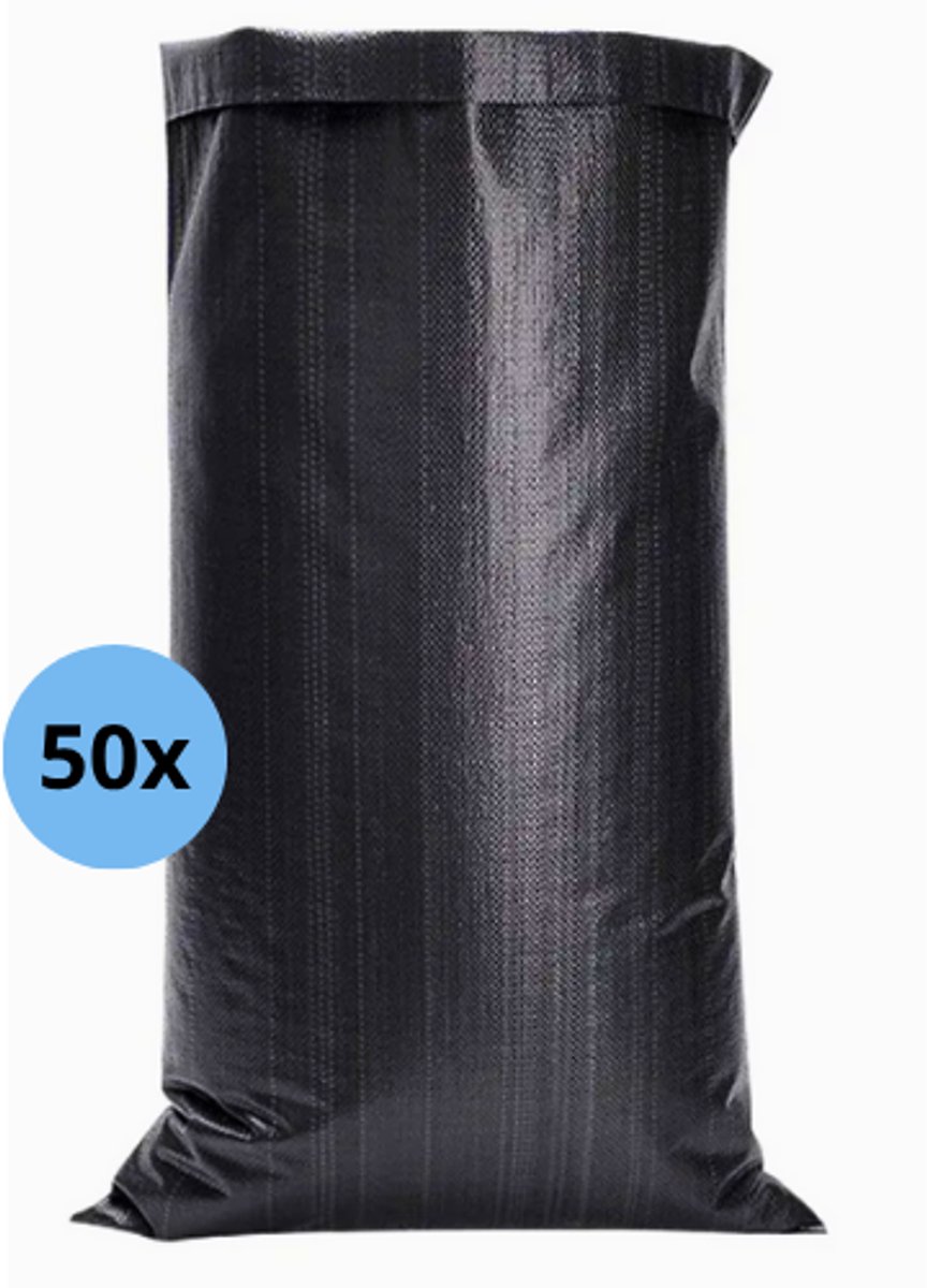 Zandzakken 50 stuks – 40 x 60 cm - Zwart incl. sluitingsriem - Scheur- en slijtvast geweven Polypropyleen (PP) - Tegen wateroverlast - Overstromingsbescherming - Ongevuld
