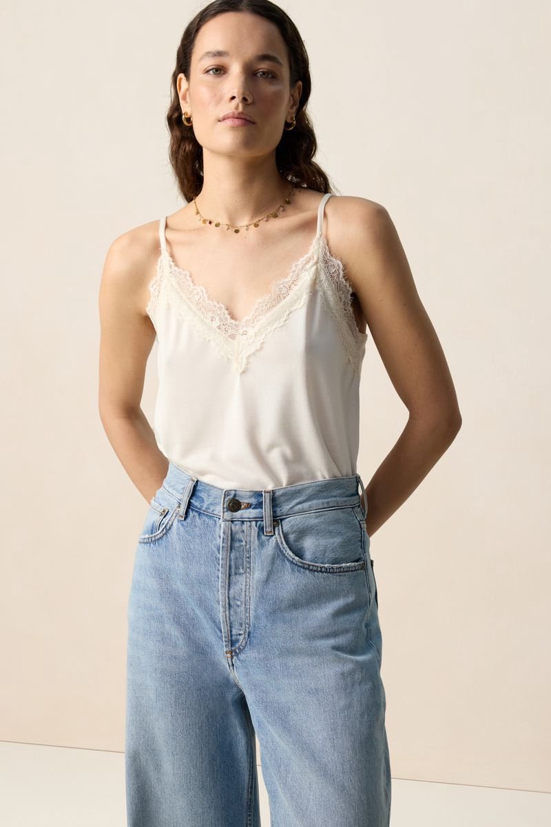 Sissy-Boy - Wit singlet met kant