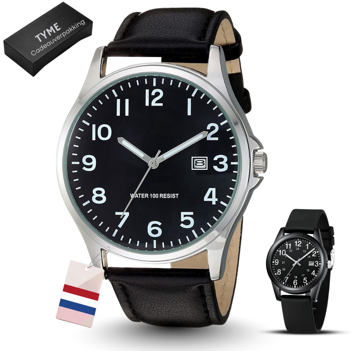 Tyme Tokyo Heren Horloge - 42mm - Goed Leesbaar - Zwart - Horloges voor Mannen - Polshorloge - Uurwerk - met Cadeauverpakking
