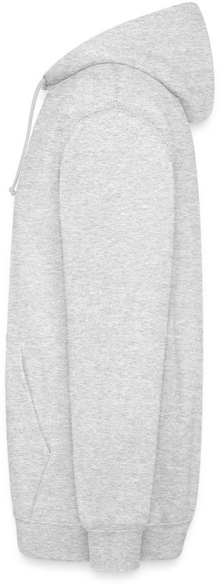 Grijze hoodie, zijaanzicht.