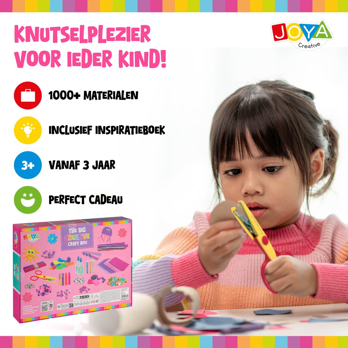 Joya Creative Knutselpakket Meisjes 1000+ - Knutselset met Inspiratieboekje - Knutselpakket voor Creatief Knutselen - Pipe Cleaners, Pompoms, Glitter - Knutselkoffer — afbeelding 8