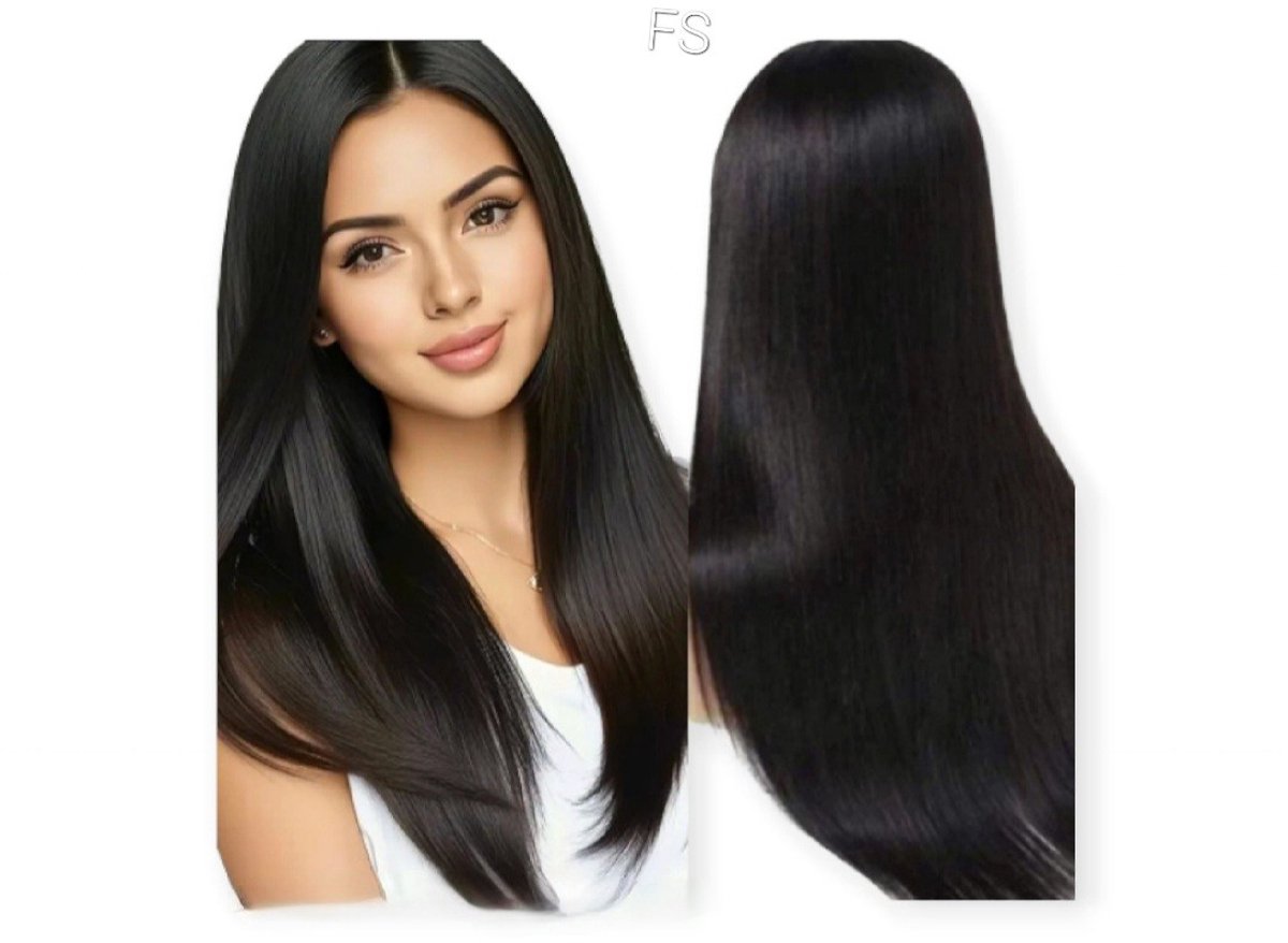 Frazimashop | Donkerbruine steil pruik- 24 inches- Human Hair Pruik | 4x4 Lace Closure | Braziliaans Remy Echt Haar | Transparante Lace | Luxe Dames Haarwerk