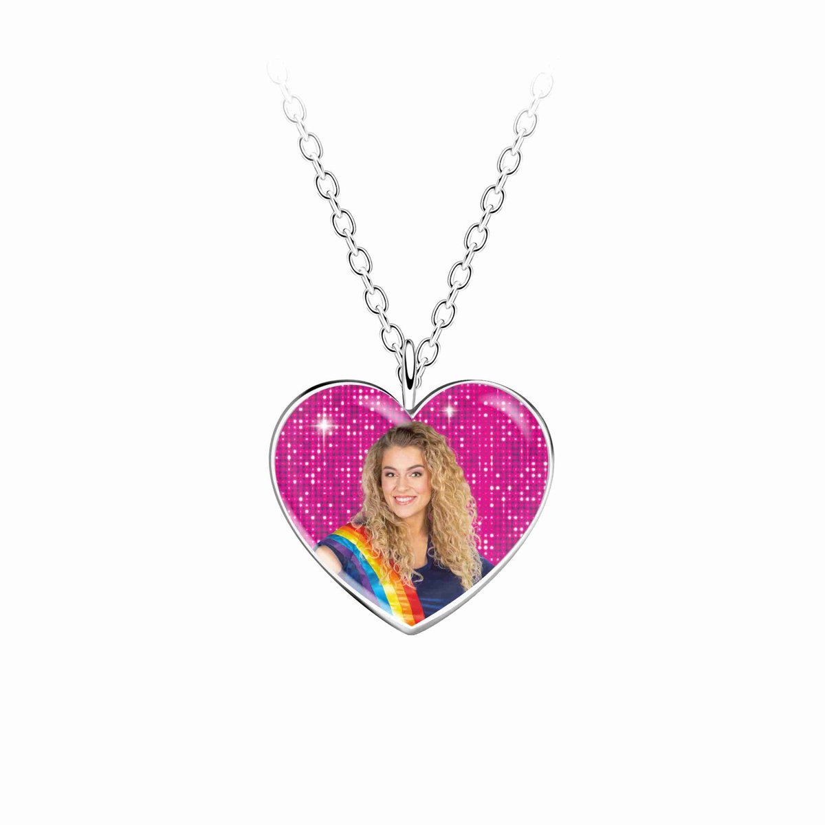 K3 - Zilveren ketting - K3 collectie - Roze glitterhart