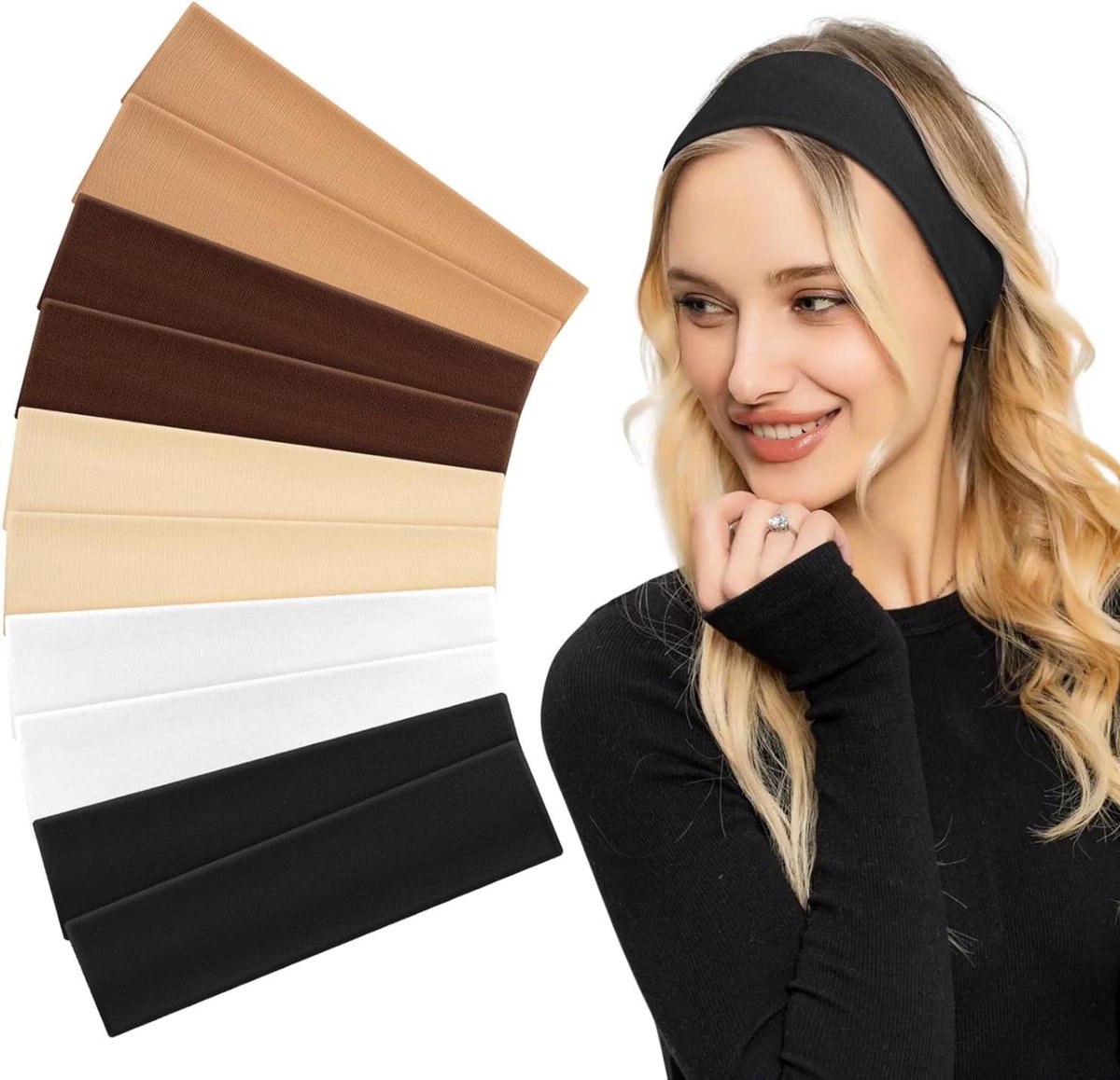 CSGoods - Set van 10 elastische dunne antislip hoofdbanden voor dames - ideaal voor yoga, fitness en hardlopen