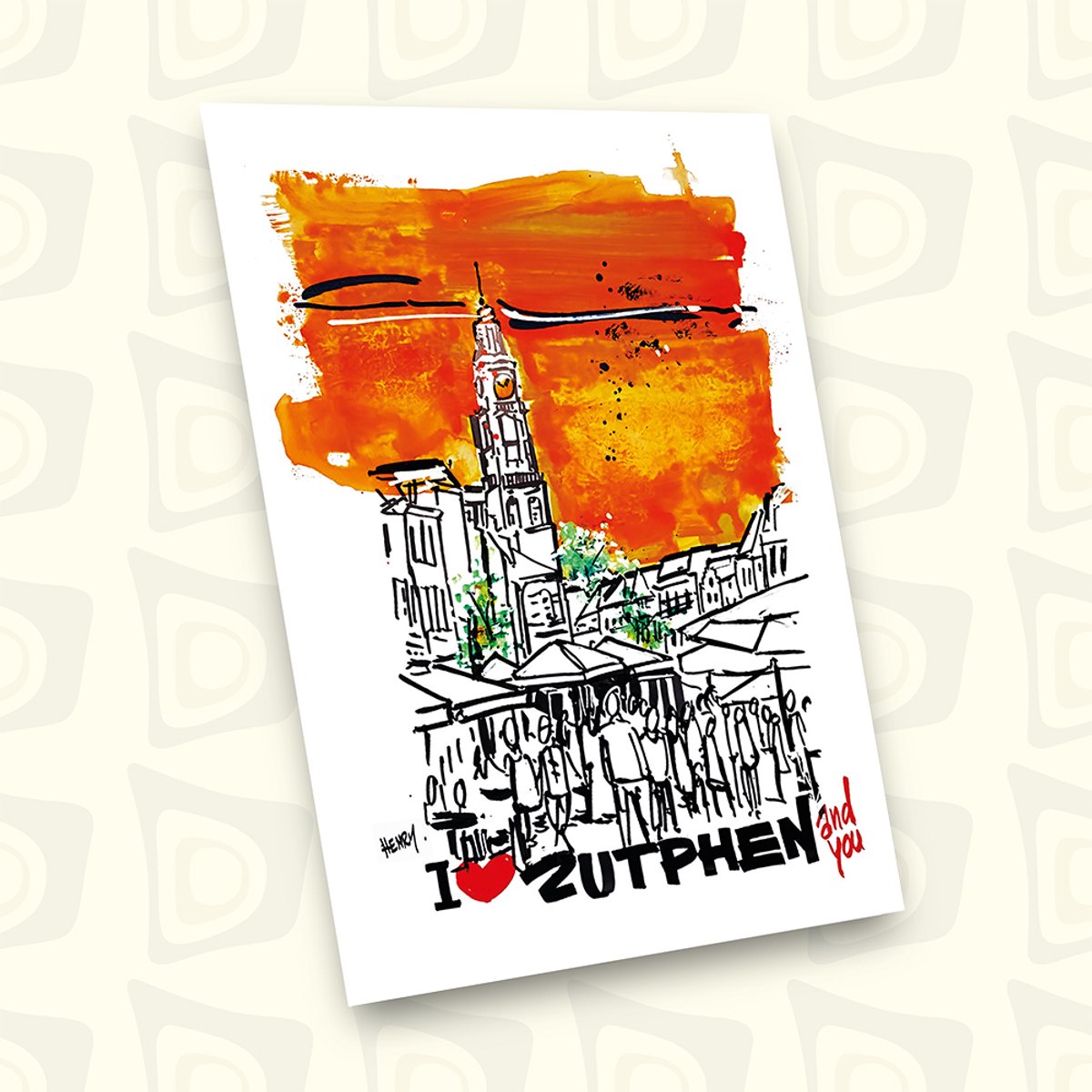 ZUTPHEN, “I love Zutphen and you”, UNIEKE ANSICHTKAART, 24 STUKS