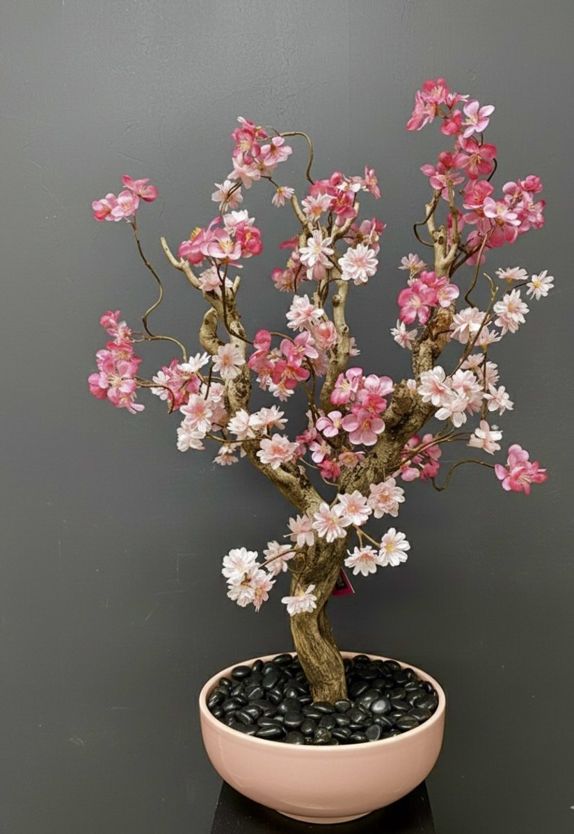 Seta Fiori - Kunst bloesemboom – Kunstboom – zacht en fel roze - 75cm – Voor binnen – Kerselaar - Sakura