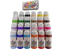 Farbello Acrylverf Set- 24 kleuren, 24 *120 ml., Sterk gepigmenteerde, Niet giftige verf op waterbasis, voor canvas, hout, steen, papier en metaal.
