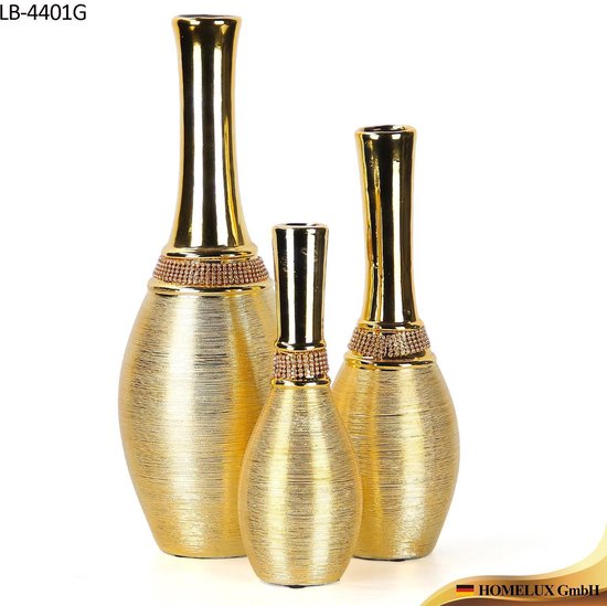 3 delig goud kleurig vazen set