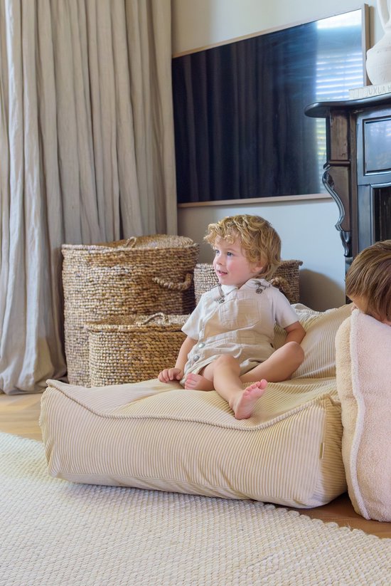 Babiem® Bruno - Zitzak Kind - Ribstof - Bean Bag - Zitzak - Wasbare Hoes van Gerecycled Materiaal - Zitzak Kinderen - Beanbag - Beige van Merkloos — afbeelding 4