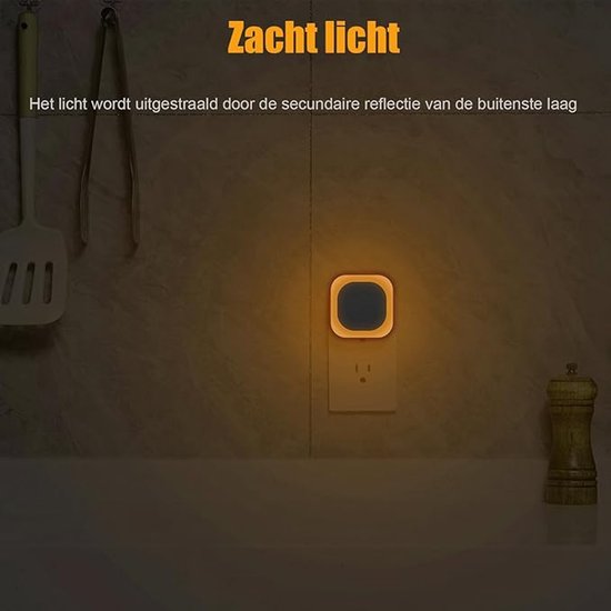 Nachtlampje stopcontact met schemeringssensor, 2 stuks, Automatisch AAN/UIT, 3-niveau helderheid instelbaar, zeer goed voor kinderkamer, trapopgang, slaapkamer, keuken, Badkamer (Amber) van Merkloos — afbeelding 5