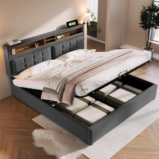 KecDuey Soft Bed 180 x 200 cm, Double Bed, Bed Frame with Slatted Frame