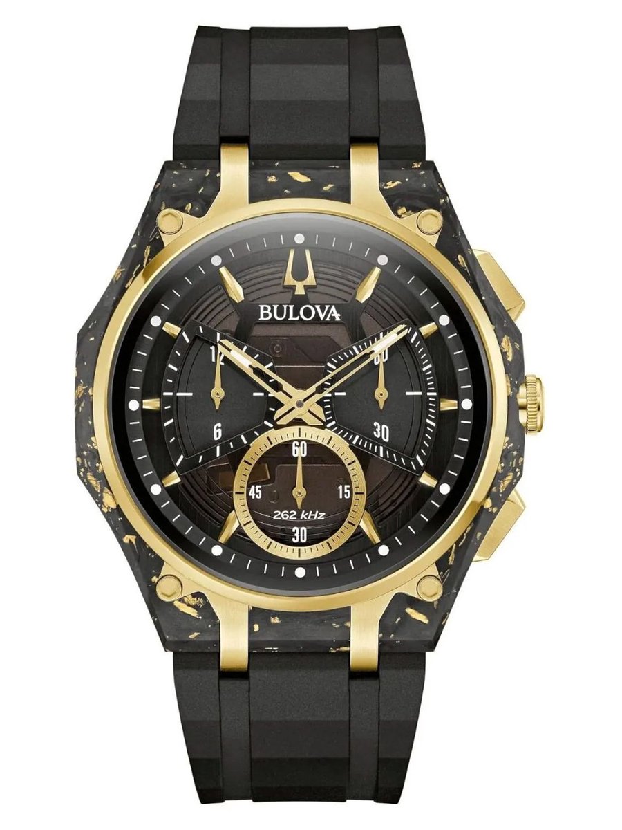 Bulova Curve 98A328 Horloge - Rubber - Zwart - Ø 44 mm