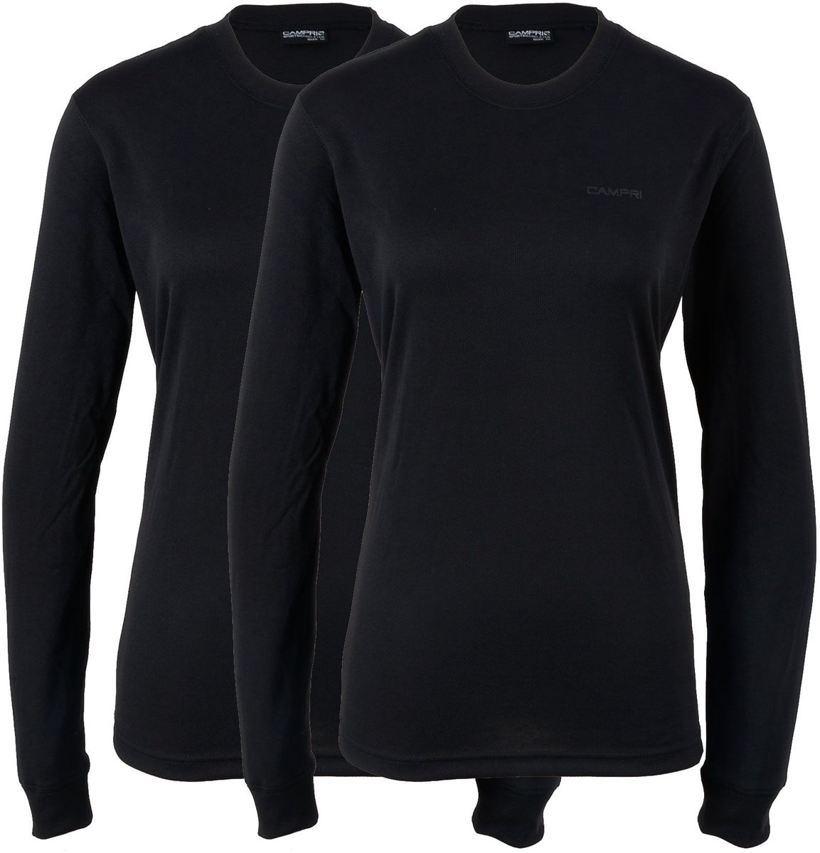 Campri Thermoshirt lange mouw (2-PACK) - Sportshirt - Dames - Maat XS - Zwart