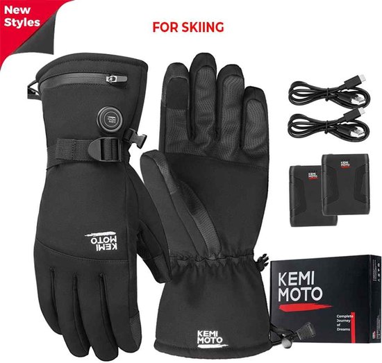 De Warenloods - Verwarmde Handschoenen - Maat S - Touch Tip - Ski handschoenen met Verwarming - Dames/Heren - 3 Standen - Zwart - Oplaadbaar