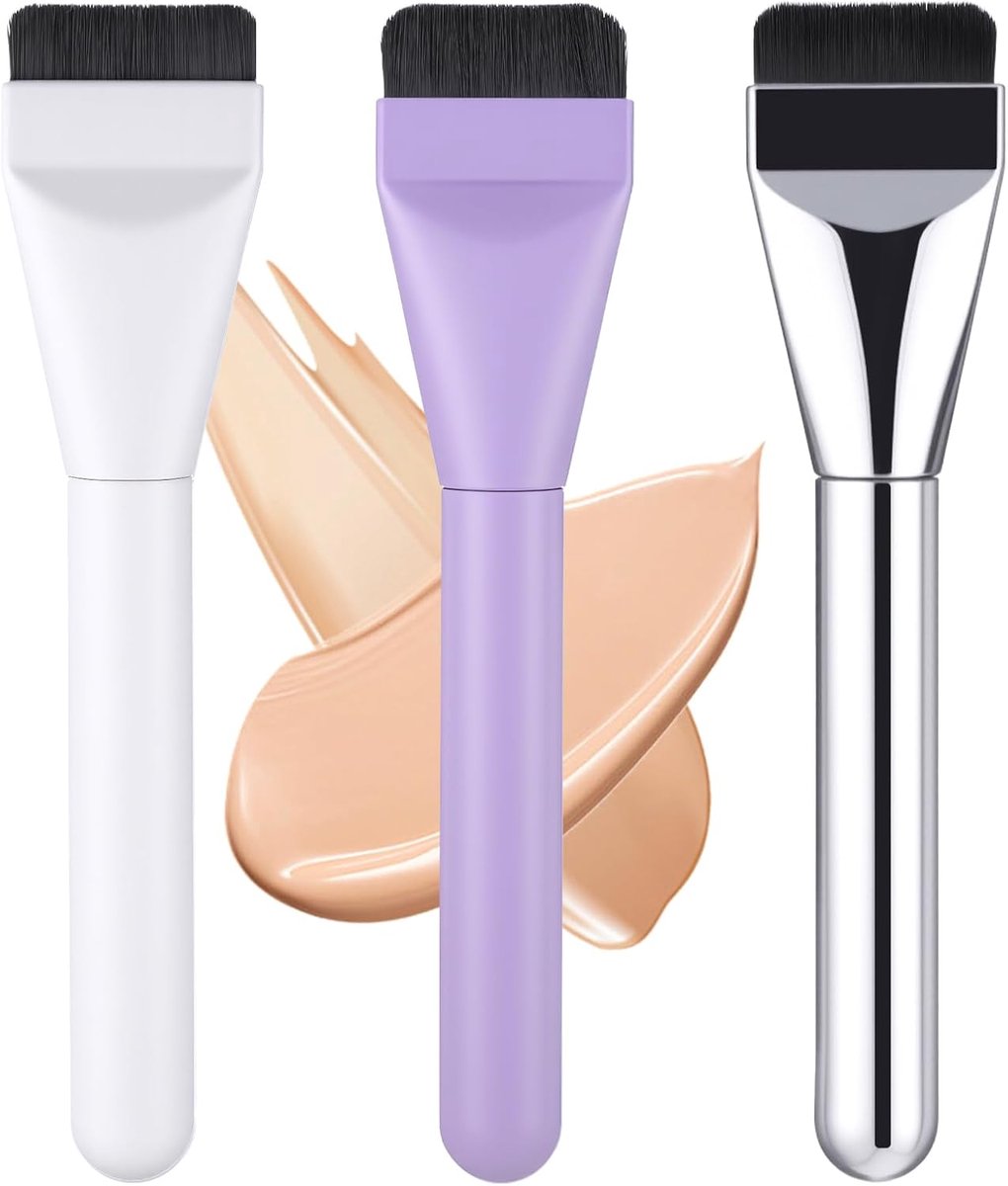 3 stuks platte foundation borstel, spatel borstel make-up gezichtsmasker borstels, blender professionele vloeibare foundation borstels gereedschap voor applicator gezichtscrème poeder concealer