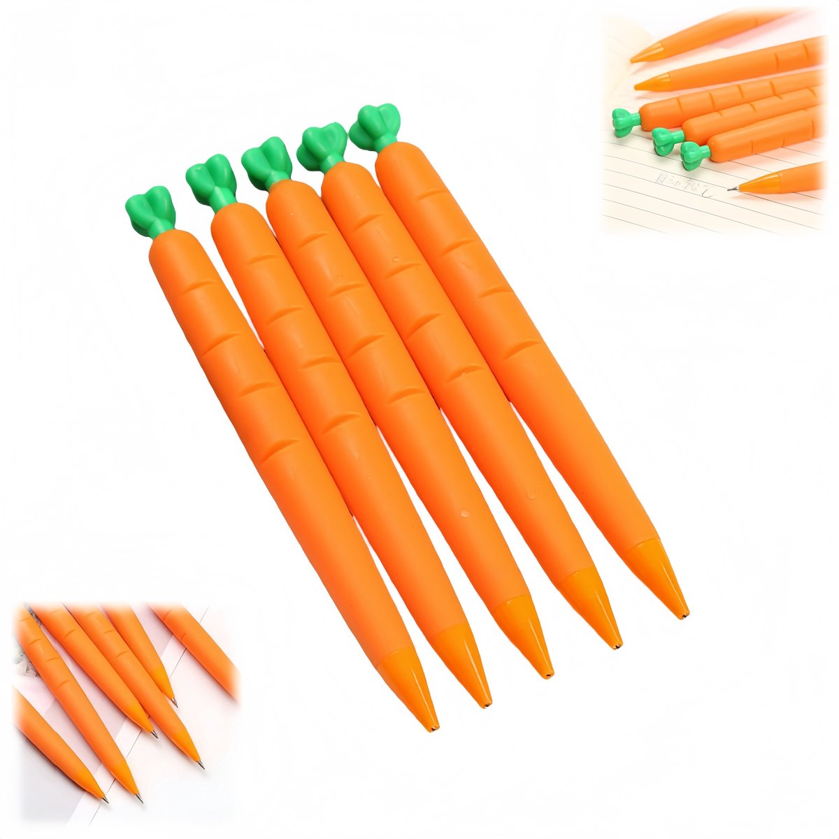 5 stuks - Wortel mechanisch potlood - Mechanisch potlood - Tekenpotlood - Leuke drukpen - Schoolbenodigdheden - Voor kinderen, geschikt als verjaardagscadeau, schoolprijs, kindercadeau - 0,5 mm - Wortelkleur