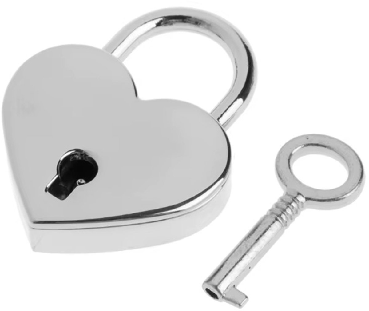 Hartvormig Hangslot Zilver – Hartjes Slot – Liefdesslot – Kofferslot – Reisslot – Decoratief Slot – Zilverkleurig
