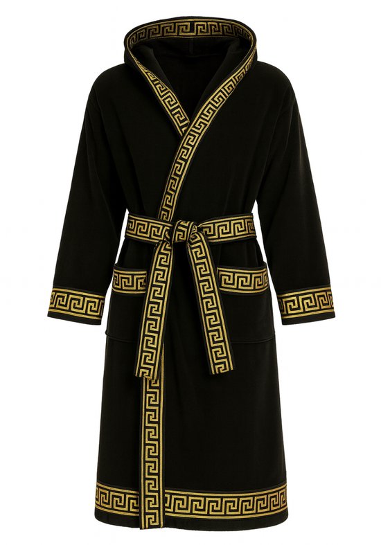 Luxe zwarte badjas met gouden details - Dubai stijl-xl/xxl